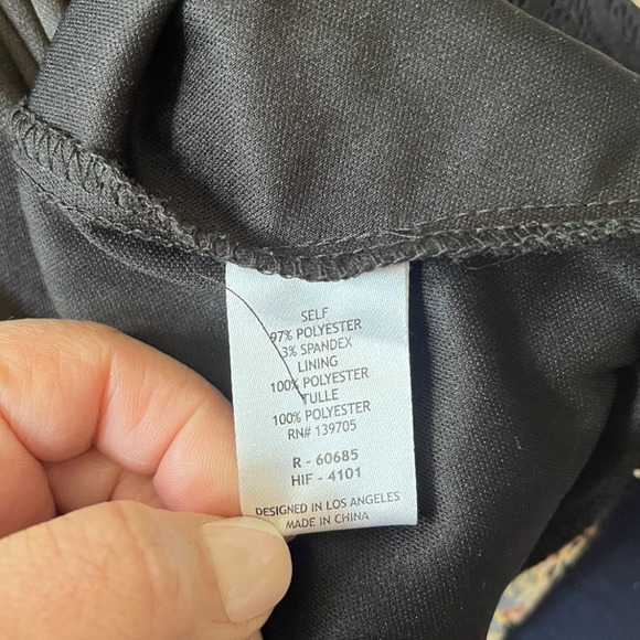 LOVE, NICKIE LEW Black Floral Spaghetti Strap Mini Skater Dress Size Small } EUC - Picture 5 of 6